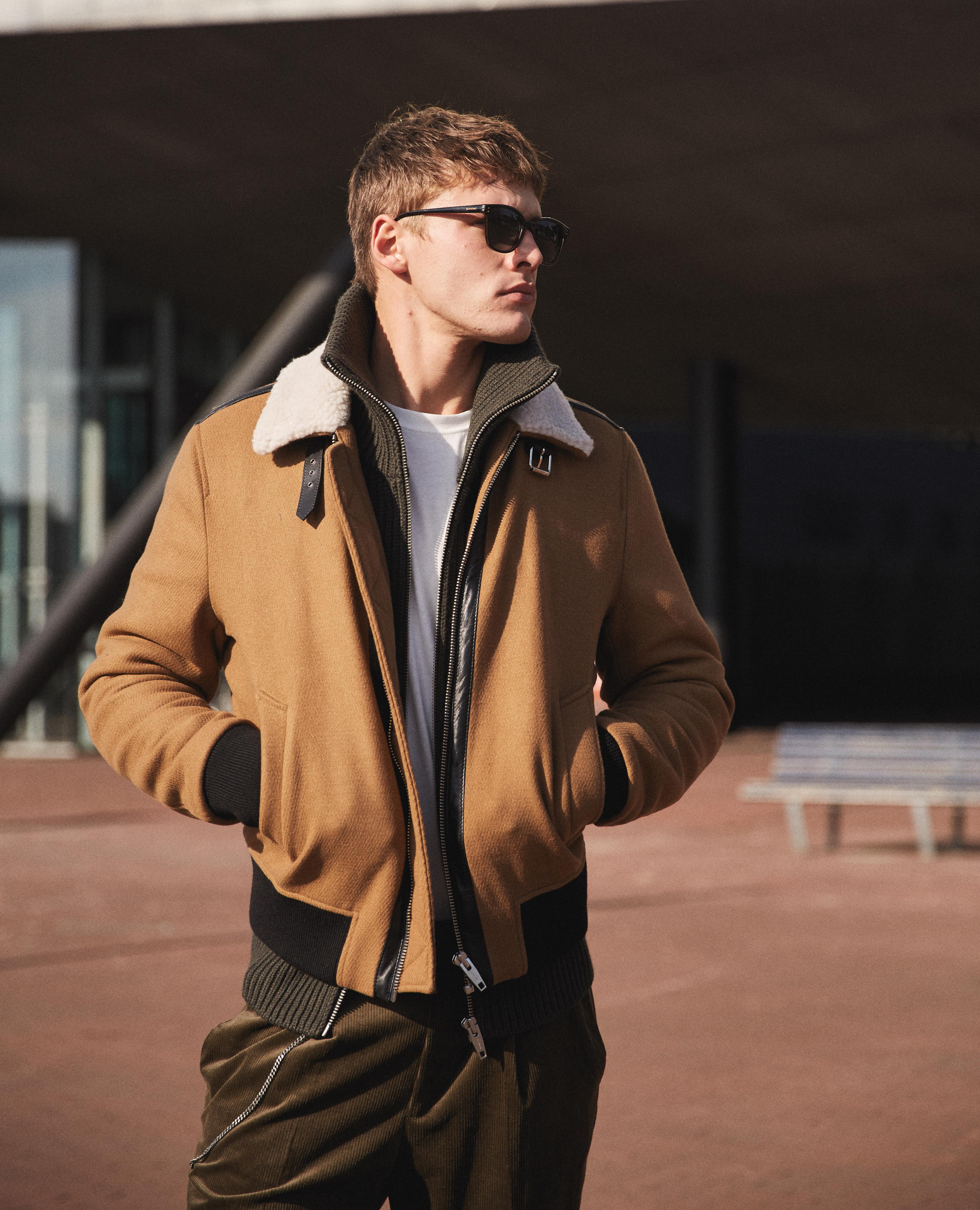 camel bomber jacket mens