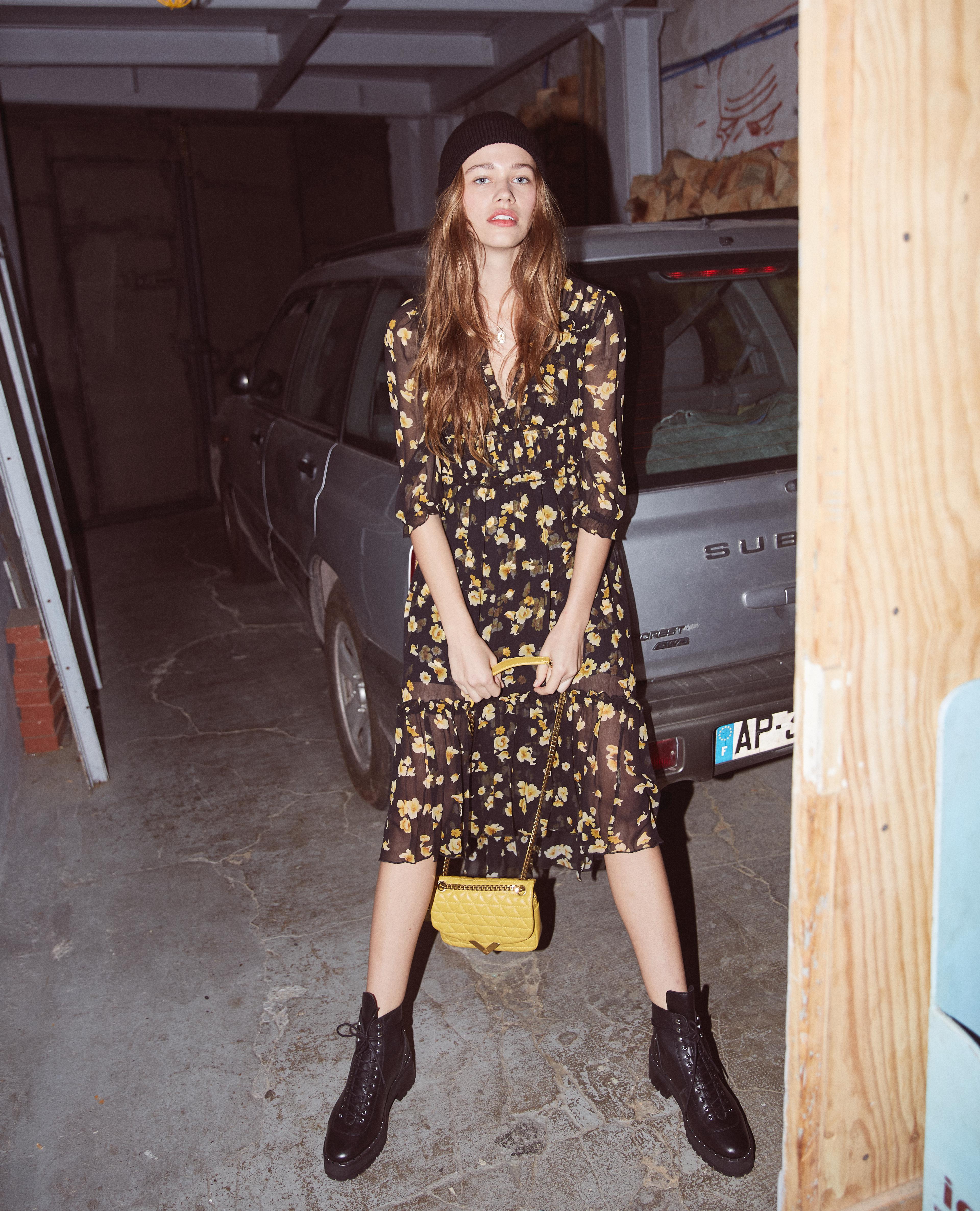 the kooples gold leaf printed maxi