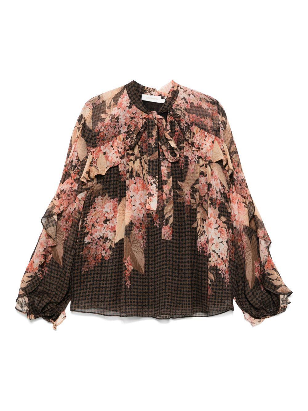 Tシャツ・カットソー ZIMMERMANN CASCADIAN PRINTED SILK TOP Zimmermann Silk Cascadian Tunic Top | Harrods UK