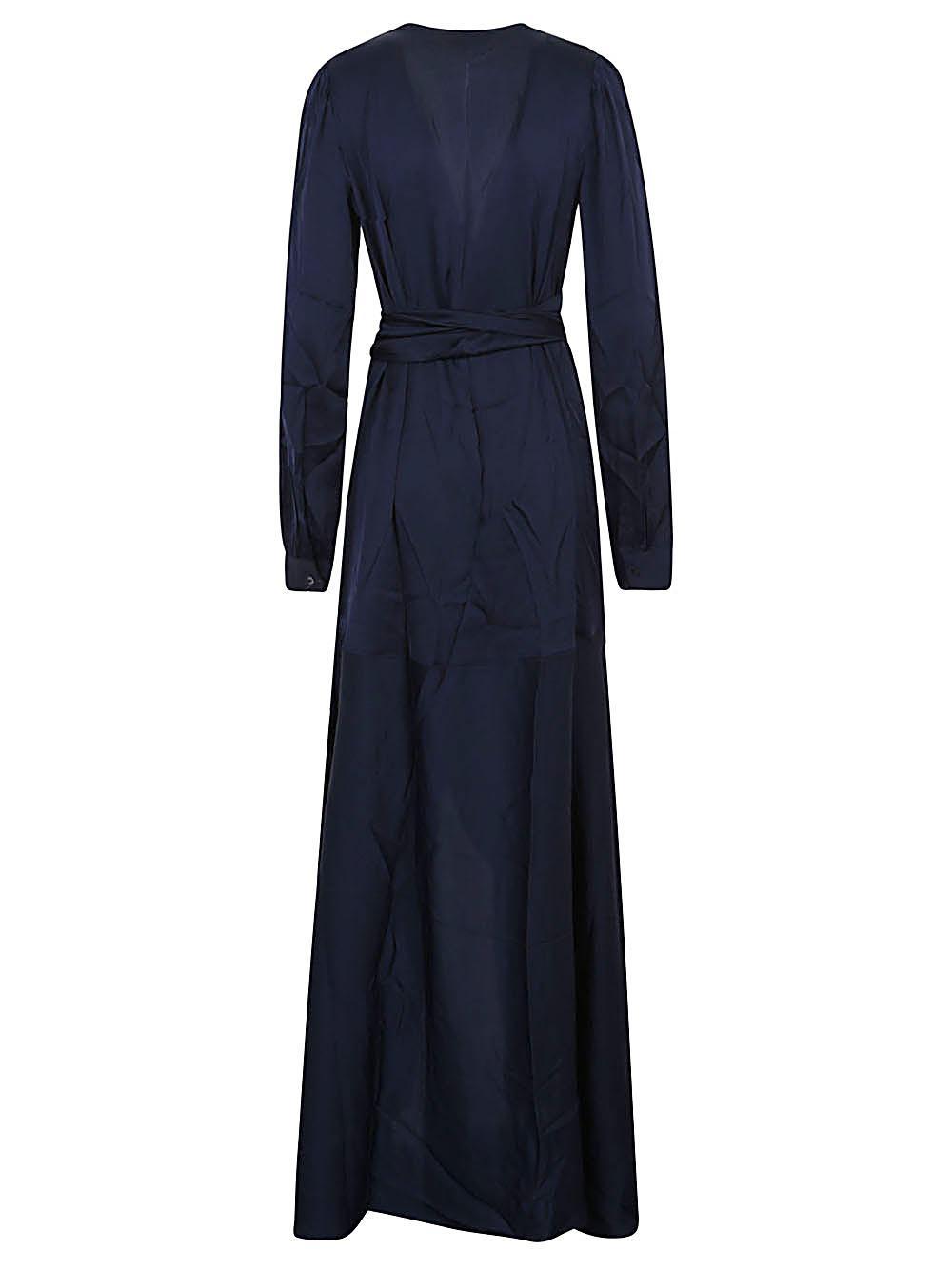 ワンピース Silk95Five Dresses Silk95Five Dark Blue Long Asymmetrical Silk Dress for Women