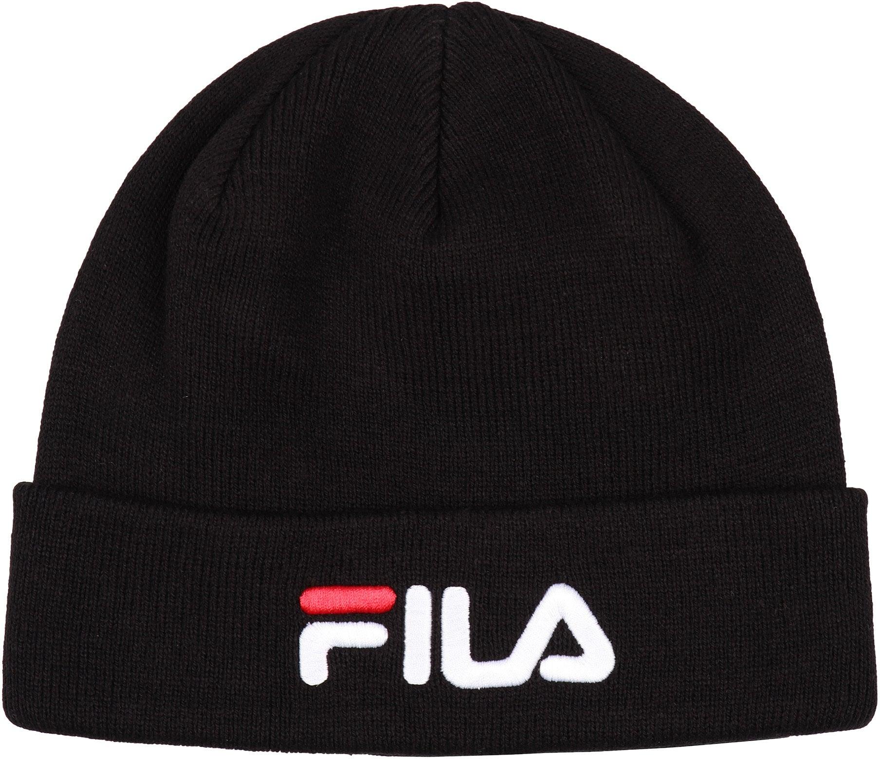 Fila Cotton Ribbed Knit Beanie in Black 