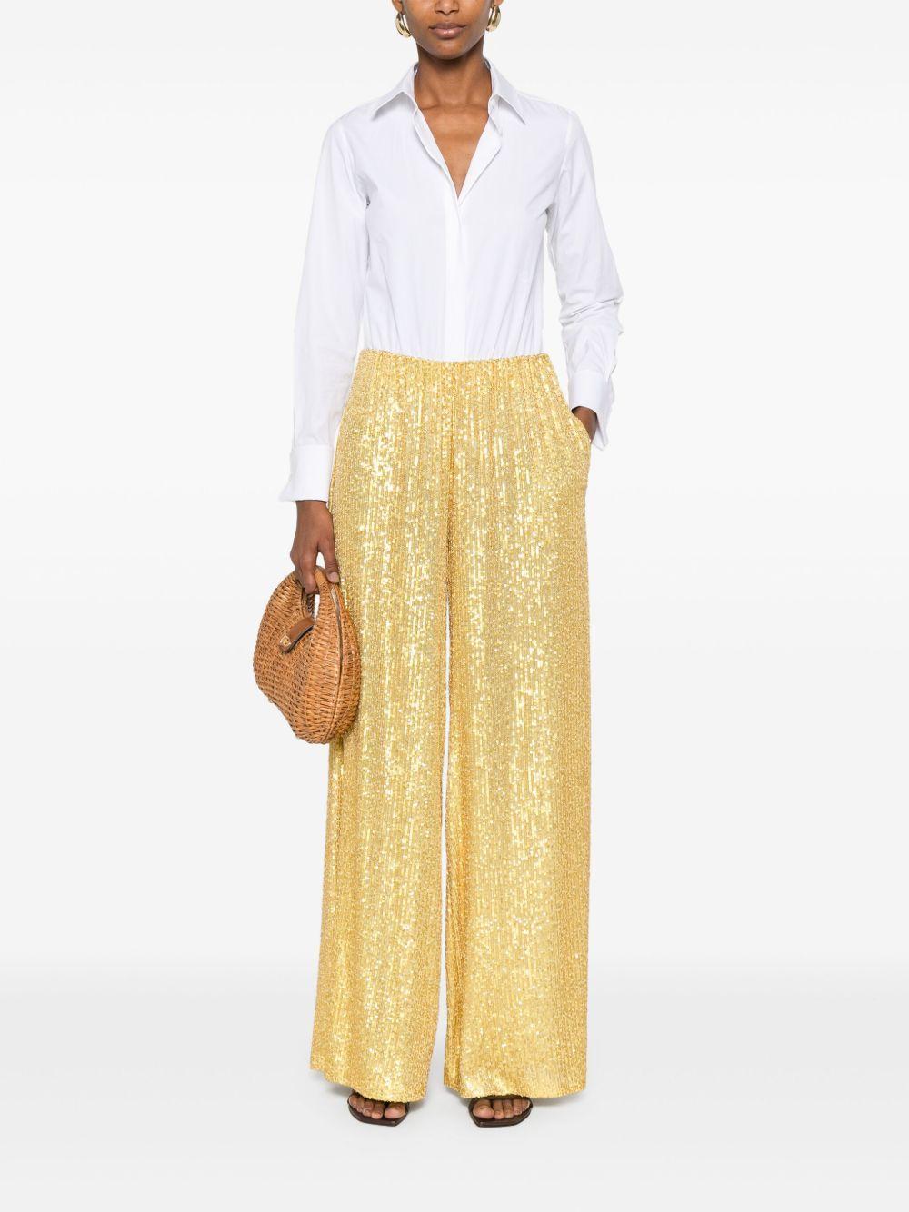 【Norma Kamali】 Sequinedワイドレッグパンツ Norma Kamali Sequined straight pants Norma Kamali