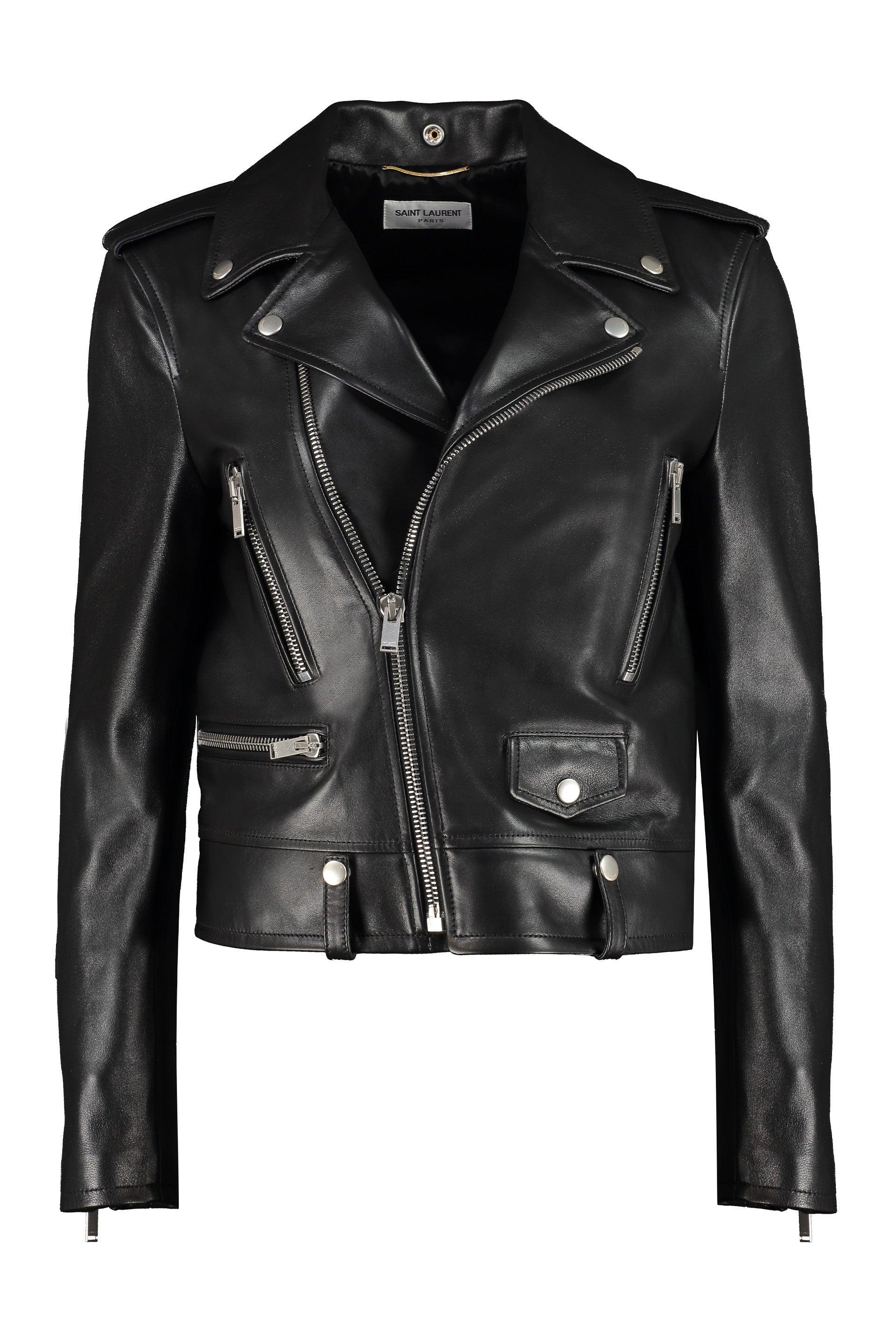 Saint Laurent Leather Biker Jacket in Black | Lyst