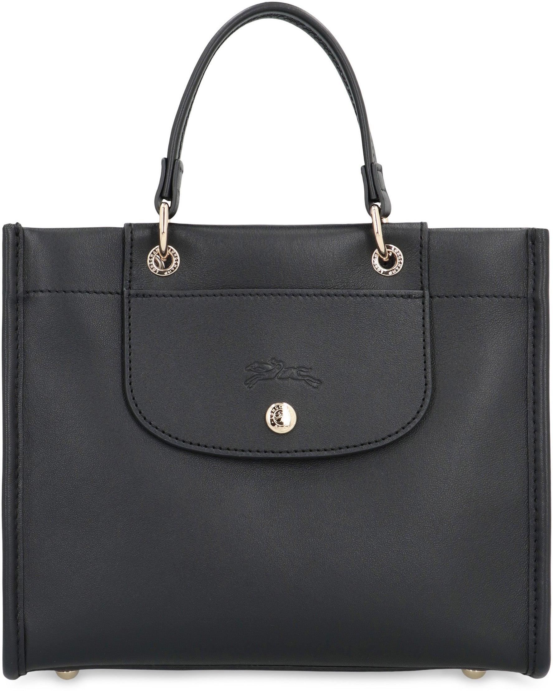 トートバッグ LONGCHAMP BLACK LEATHER CABAS S TOTES Longchamp S Cabas Leather Bag in Black | Lyst