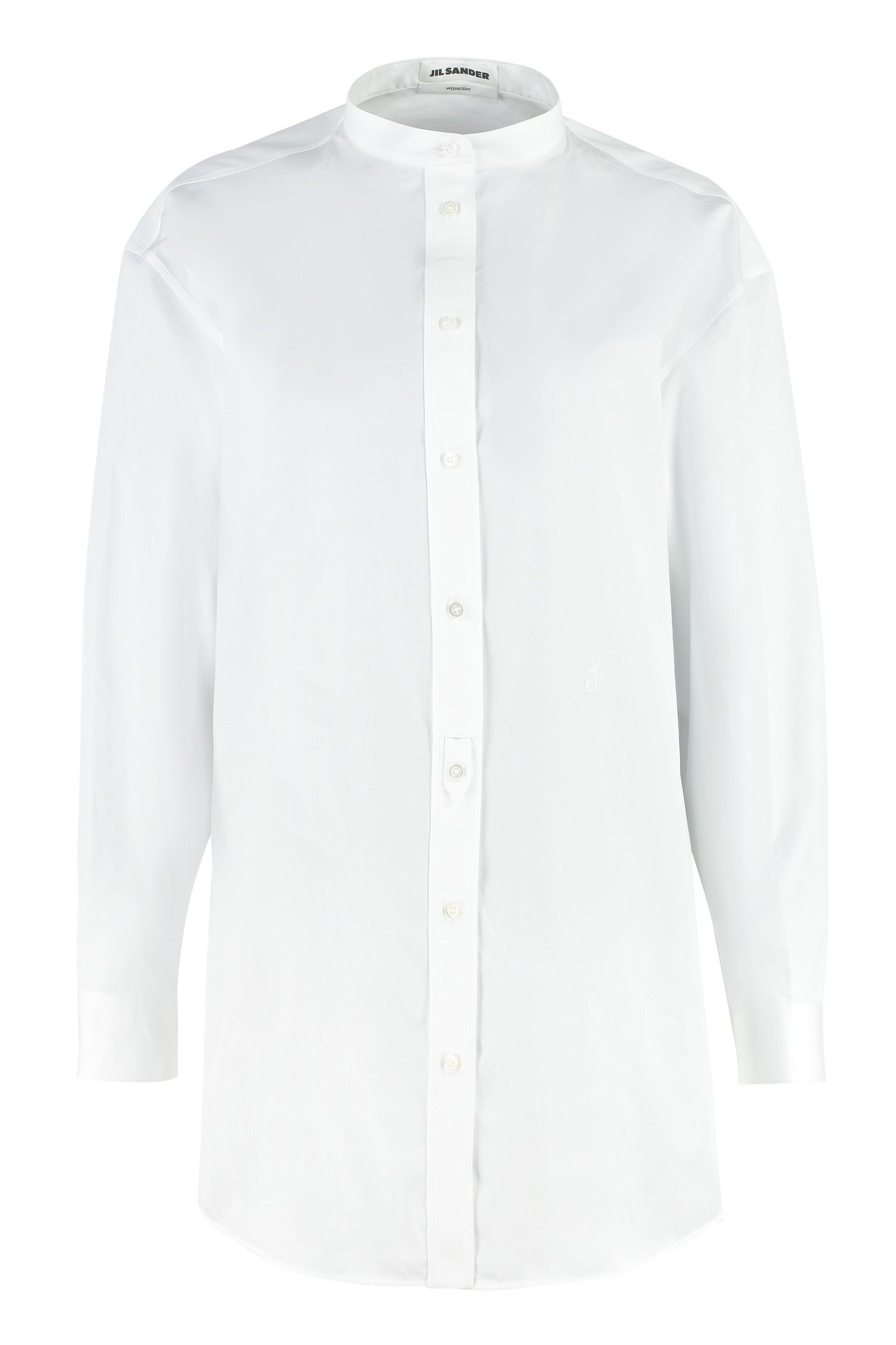 Jil Sander Cotton Stand-up Collar Shirt in White | Lyst