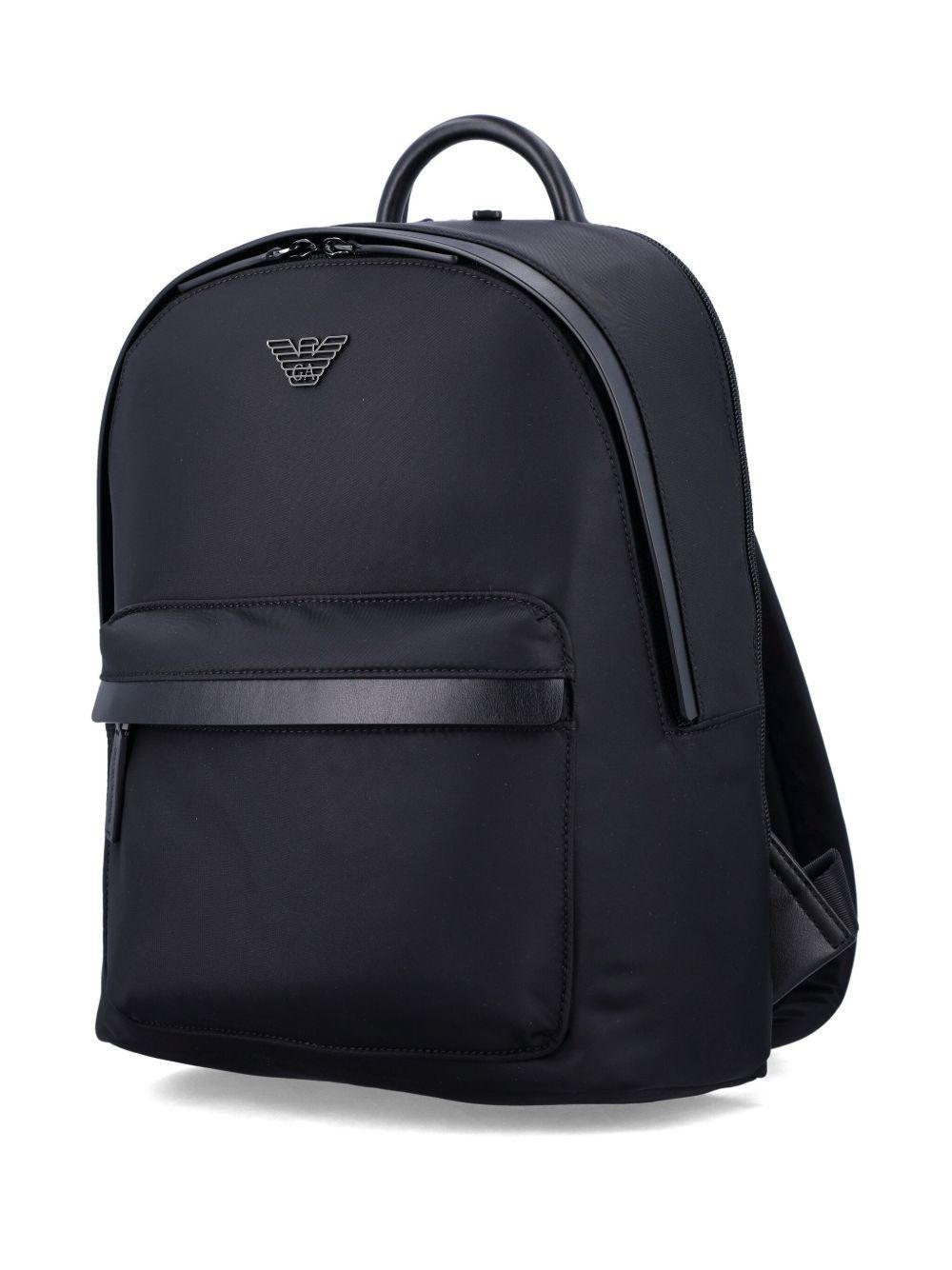 極美✨EMPORIO ARMANI リュック ナイロン × レザー バックパック Jacquard backpack with all-over lettering | Emporio Armani