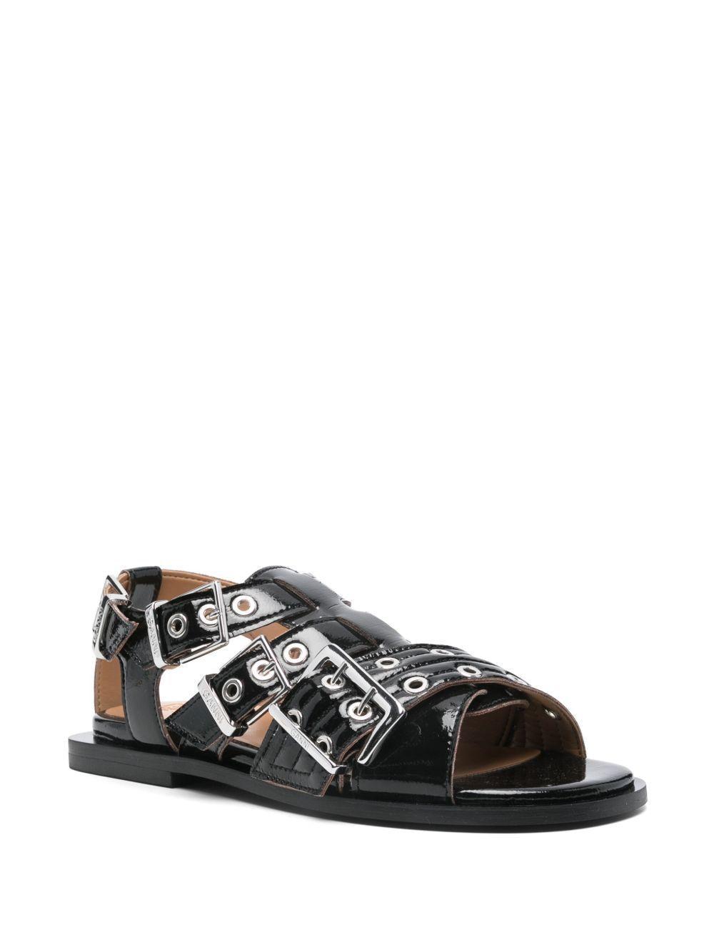 GANNI バックル フラットサンダル GANNI バックル フラットサンダル | ブラック | FARFETCH JP