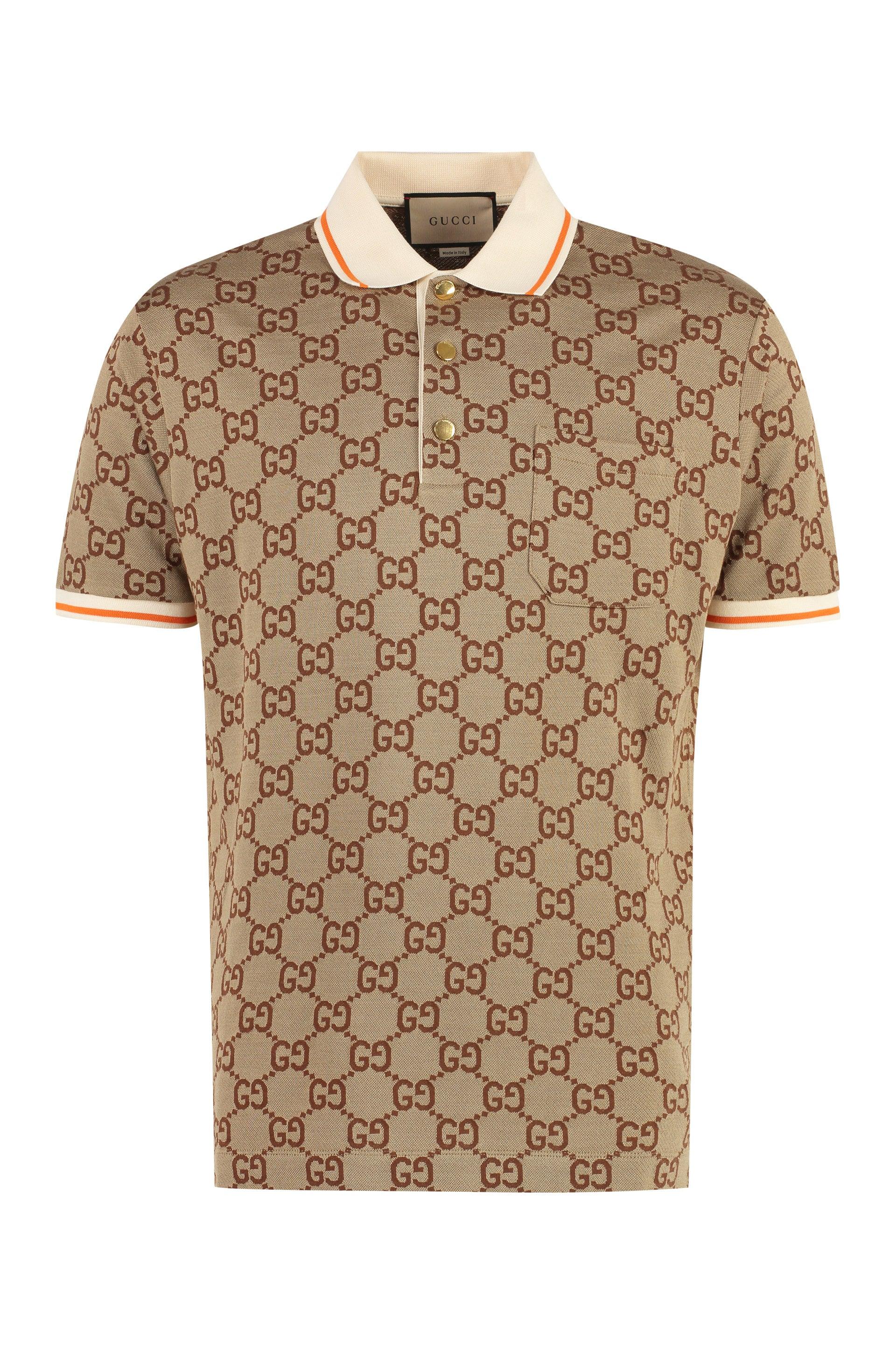 Gucci Gg-Jacquard Piqué Polo Shirt in Natural for Men | Lyst