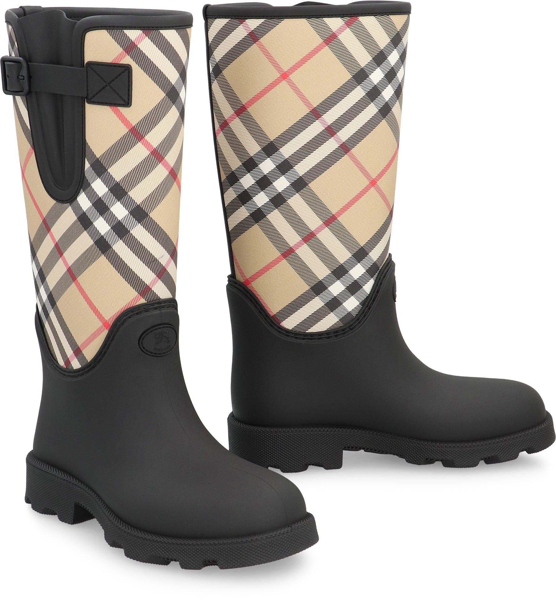 ミドルブーツ BURBERRY  Burberry Boots Women Rubber Red/Bordeaux Burberry Red Bordeaux Copse Equestrian Riding Tall Leather