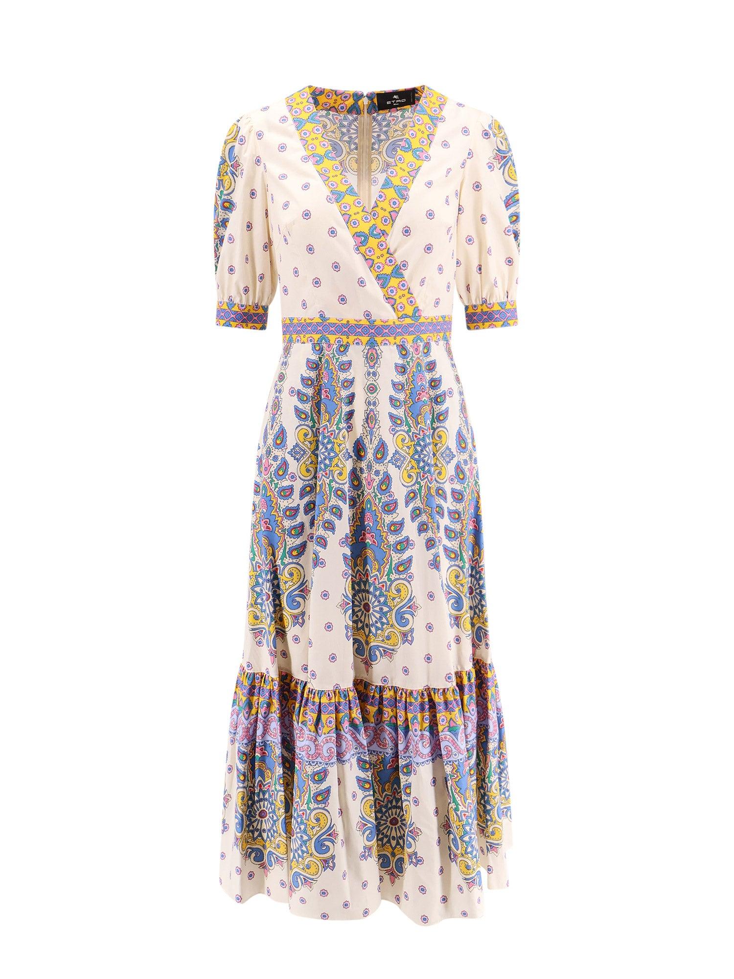 ワンピース ETRO Flounced cotton dress Beige Etro Flounced Cotton Dress in White | Lyst