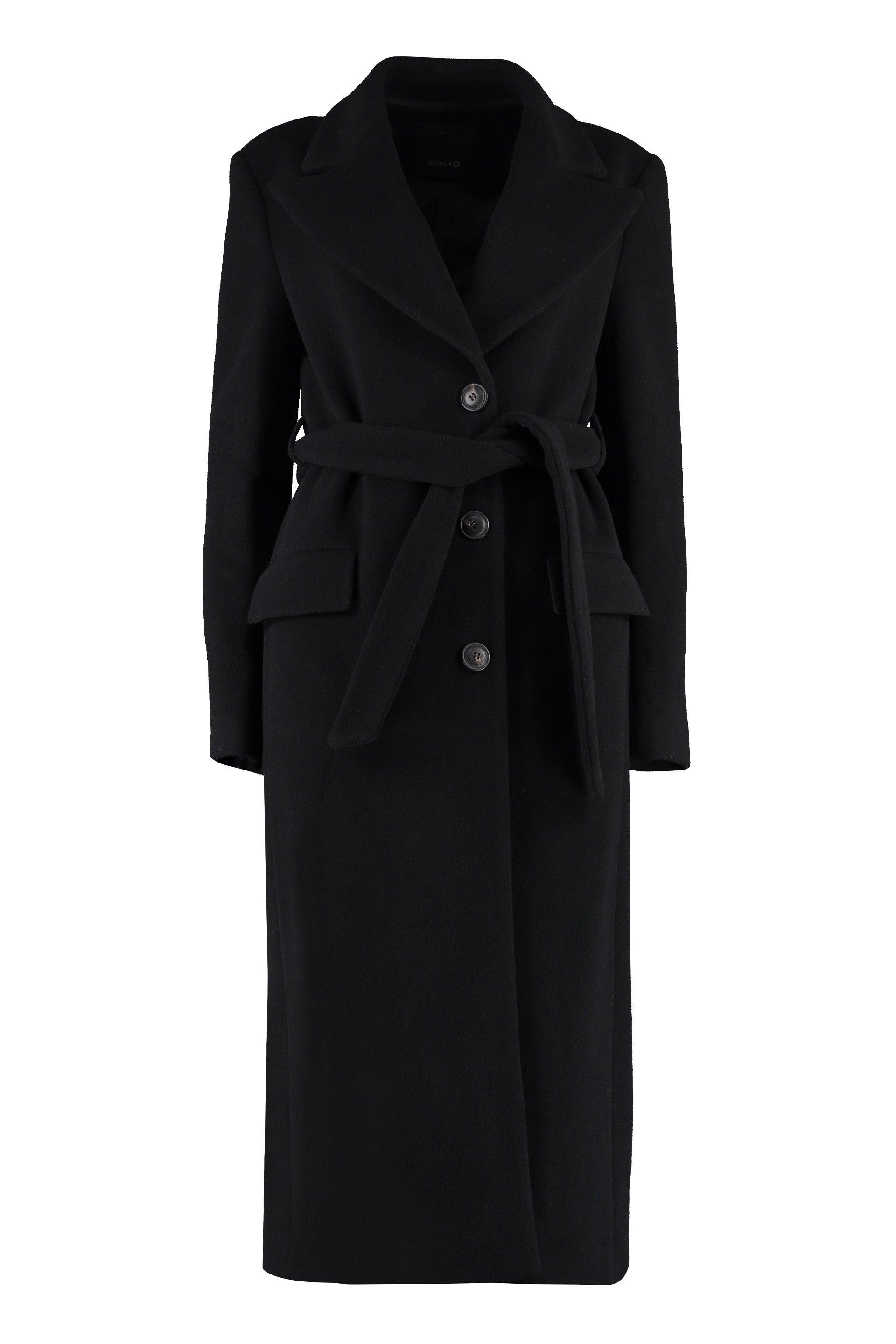Pinko Martini Wool And Cashmere Coat in Black Lyst