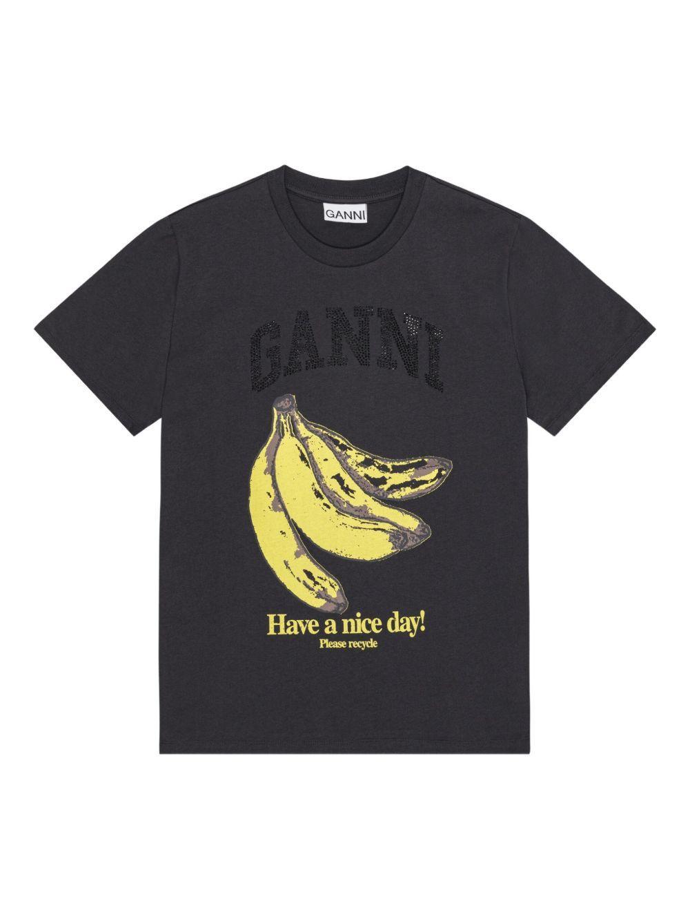 【関税＆送料込み】Ganni T-Shirts And Polos GANNI Women's Software Logo Loose Fit T-Shirt in Black GANNI