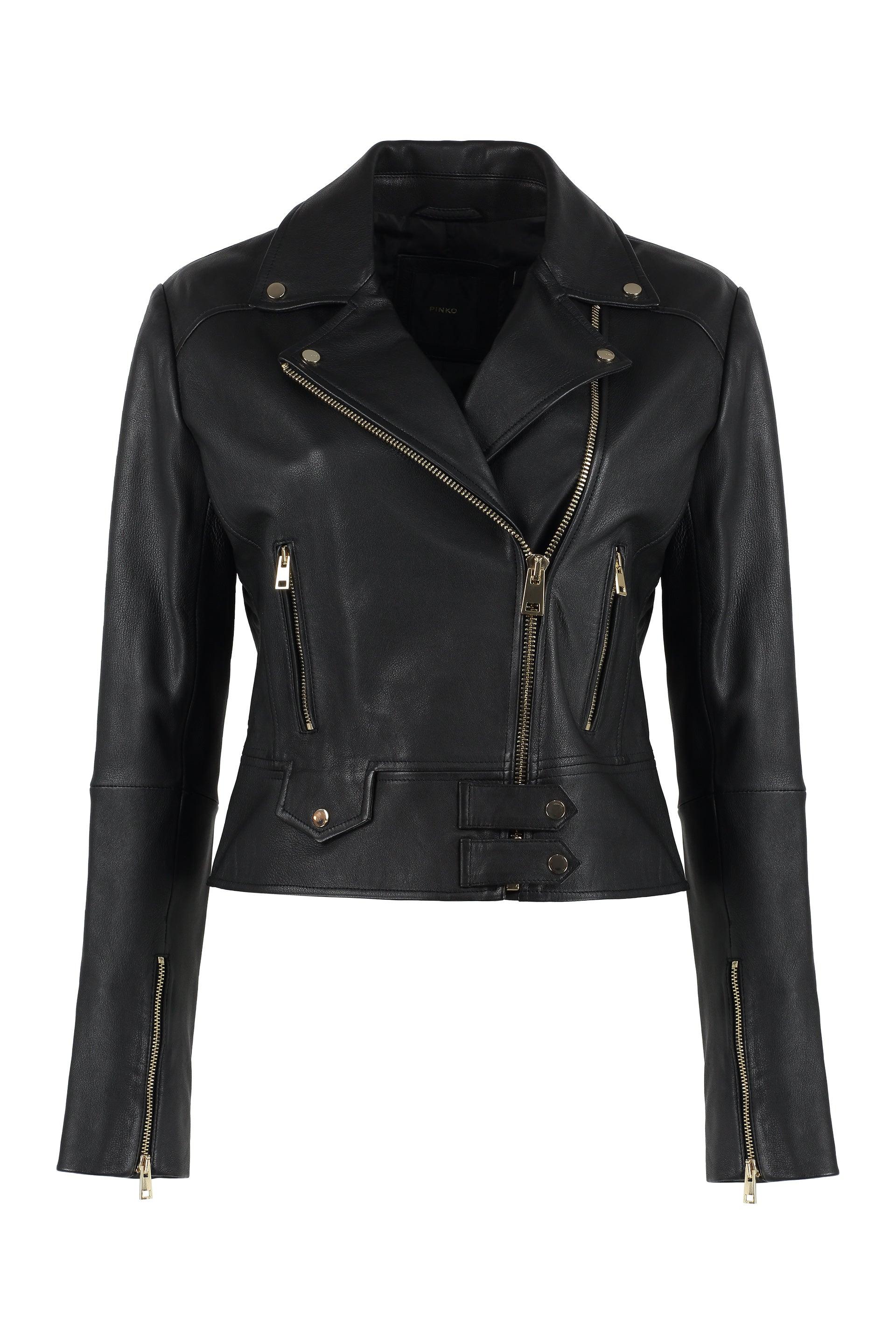 Pinko Sensibile Leather Jacket in Black | Lyst
