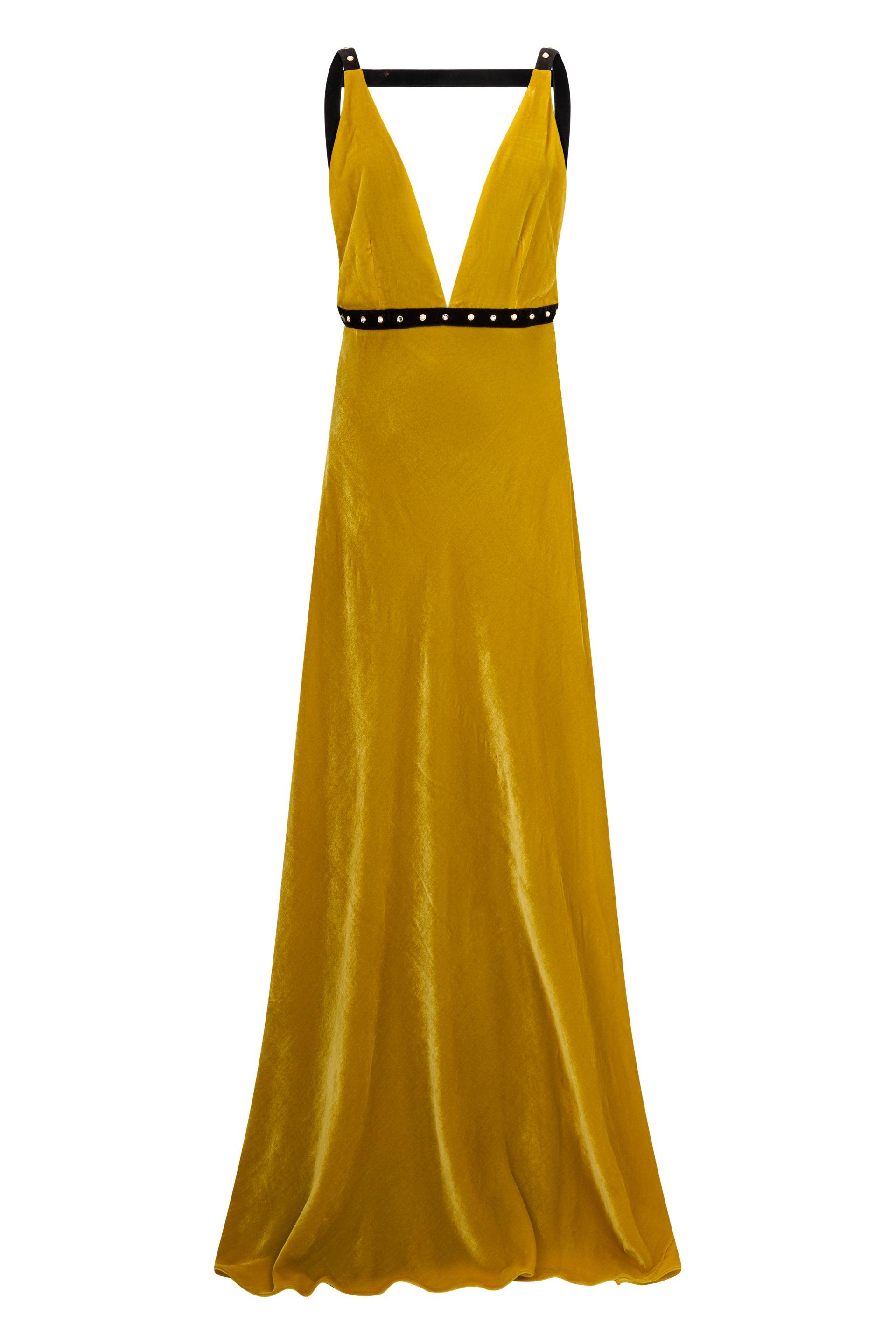 green emerald velvet dress Amida Flowy Mini Dress Yellow Mustard– Selfie Leslie