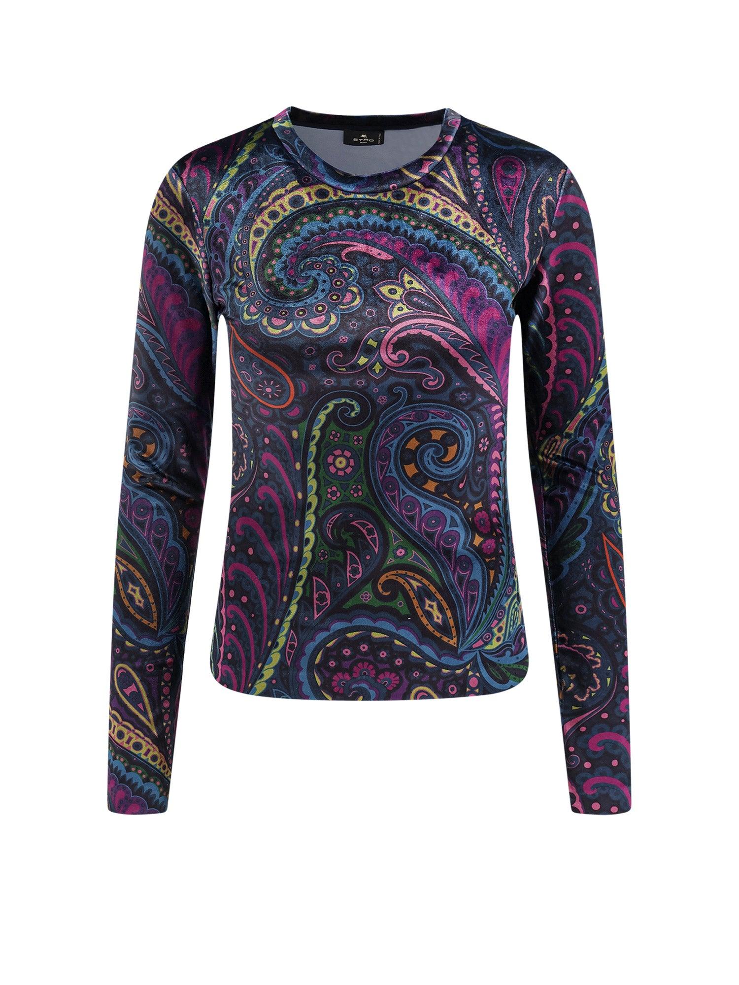Tシャツ・カットソー Etro Long-Sleeved Fitted Top With Vibrant Paisley Pattern Etro Long sleeves paisley print top | The Fashion Square