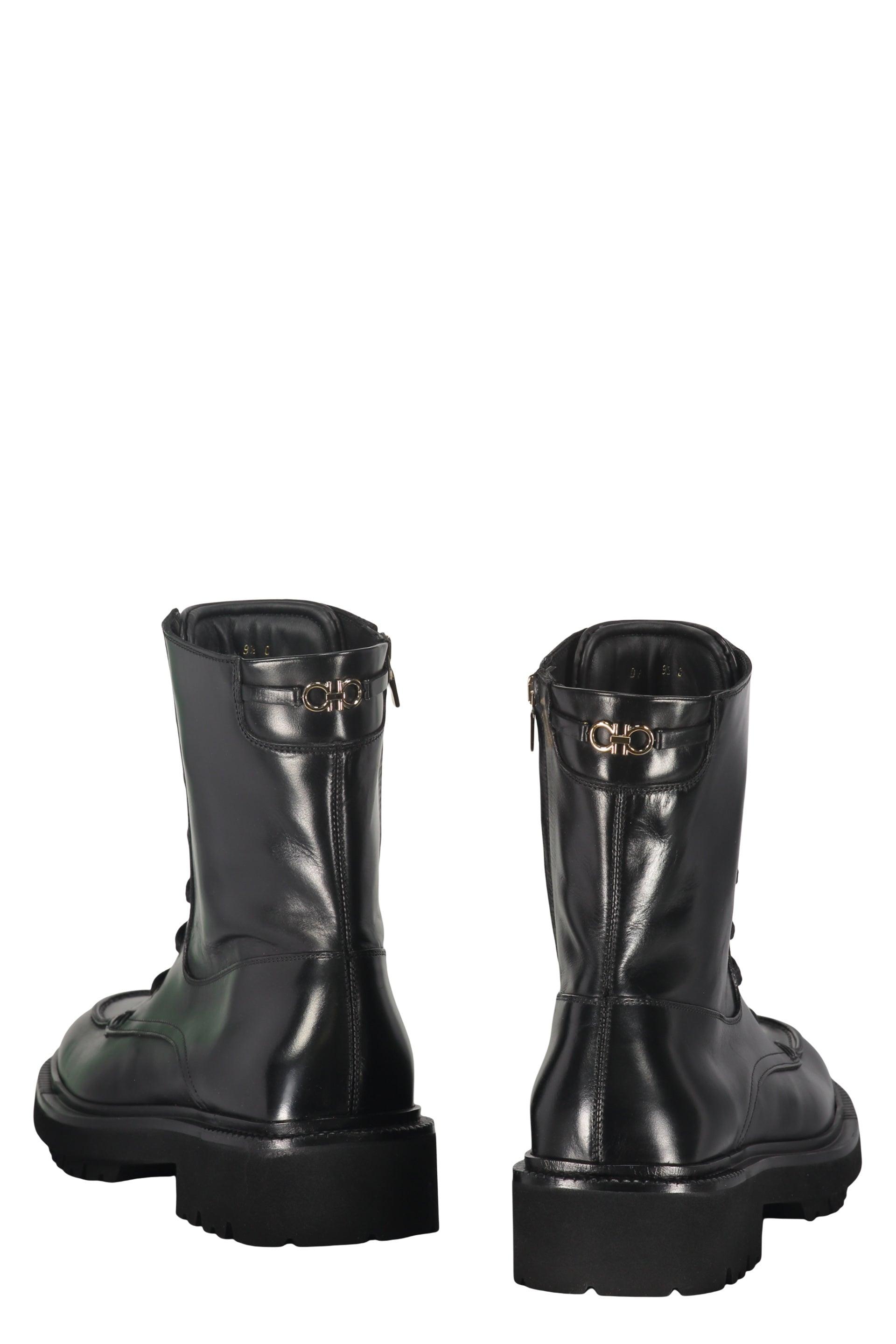 ショートブーツ・ブーティ SALVATORE FERRAGAMO BLACK LEATHER TIA ANKLE BOOTS Ferragamo Ankle boots for Women | Online Sale up to 70% off