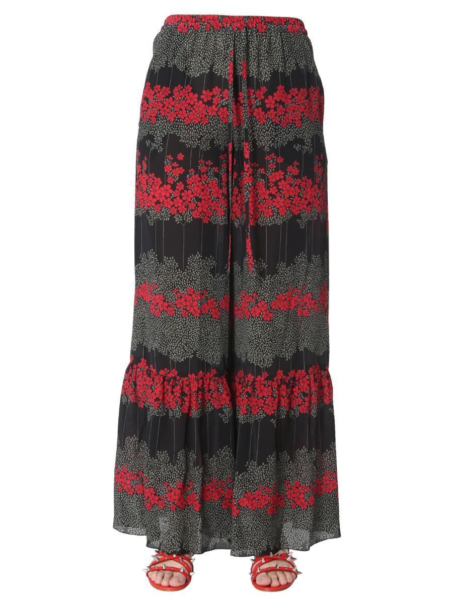パンツ RED VALENTINO DREAMING PEONY PRINT SILK TROUSERS RED Valentino Dreaming Peony Print Trousers in Red | Lyst