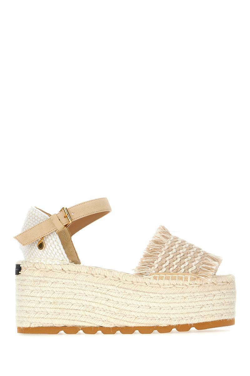 【Stella McCartney】 Faux suede-trimmed espadrille sandals Stella McCartney Faux suede-trimmed espadrille sandals
