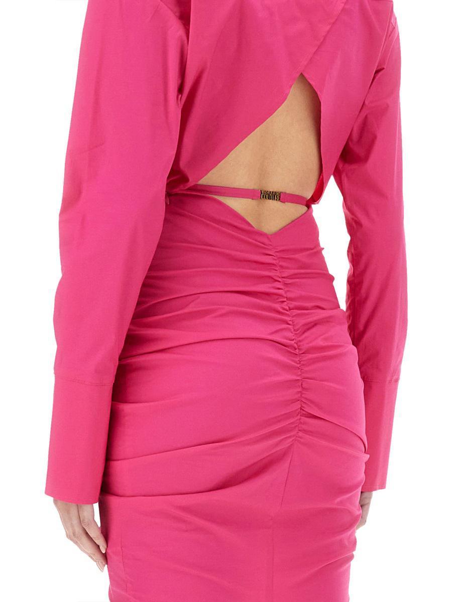 ワンピース VERSACE JEANS CHEMISIER DRESS WITH RUFFLES Versace Jeans Couture Chemisier Dress With Ruffles in Pink