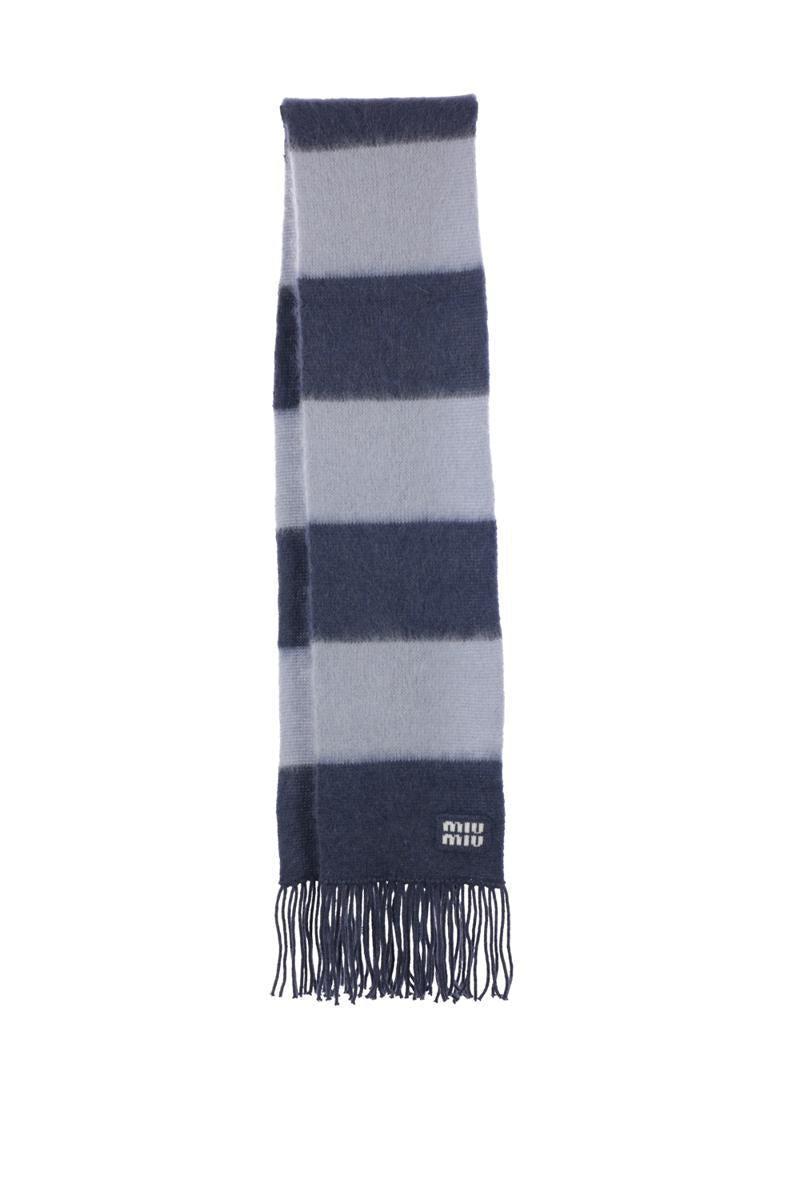 【関税&送料込】Miu Miu Striped Mohair Blend Scarf Miu Miu Striped wool scarf with fringes | TheDoubleF