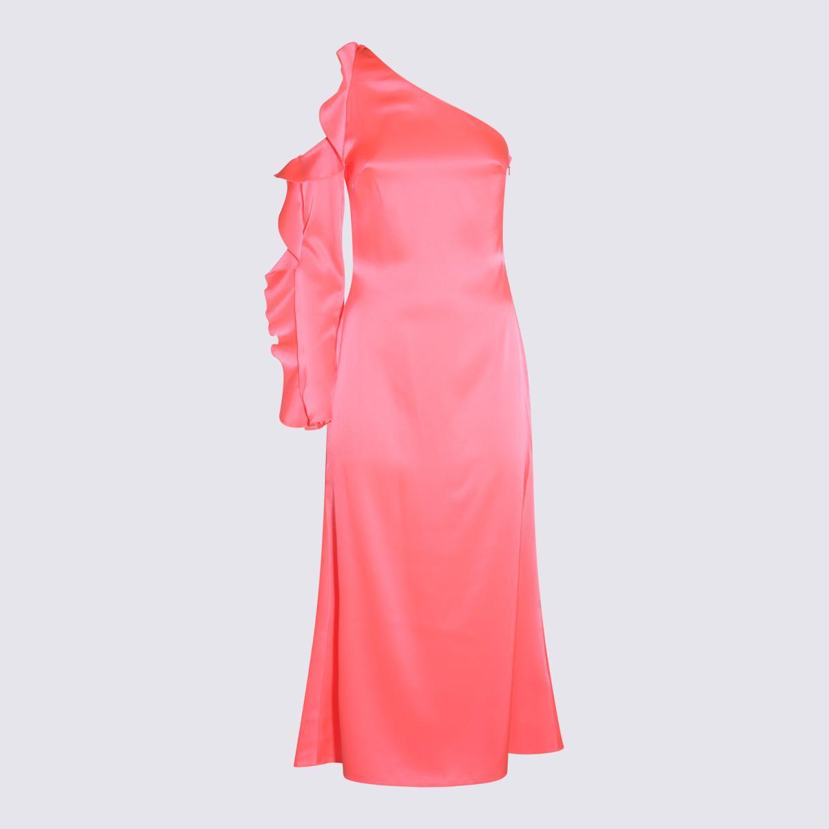 DAVID KOMA NEON PINK SATIN MIDI ミニドレス David Koma Neon Satin Midi Dress in Pink | Lyst