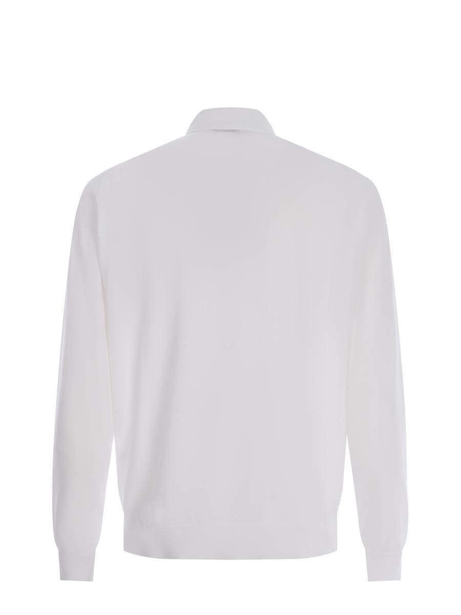 Tシャツ・カットソー FILIPPO DE LAURENTIIS LONG SLEEVES POLO Navy Blue Shirt Collar Polo In Royal Merino With Long Sleeves