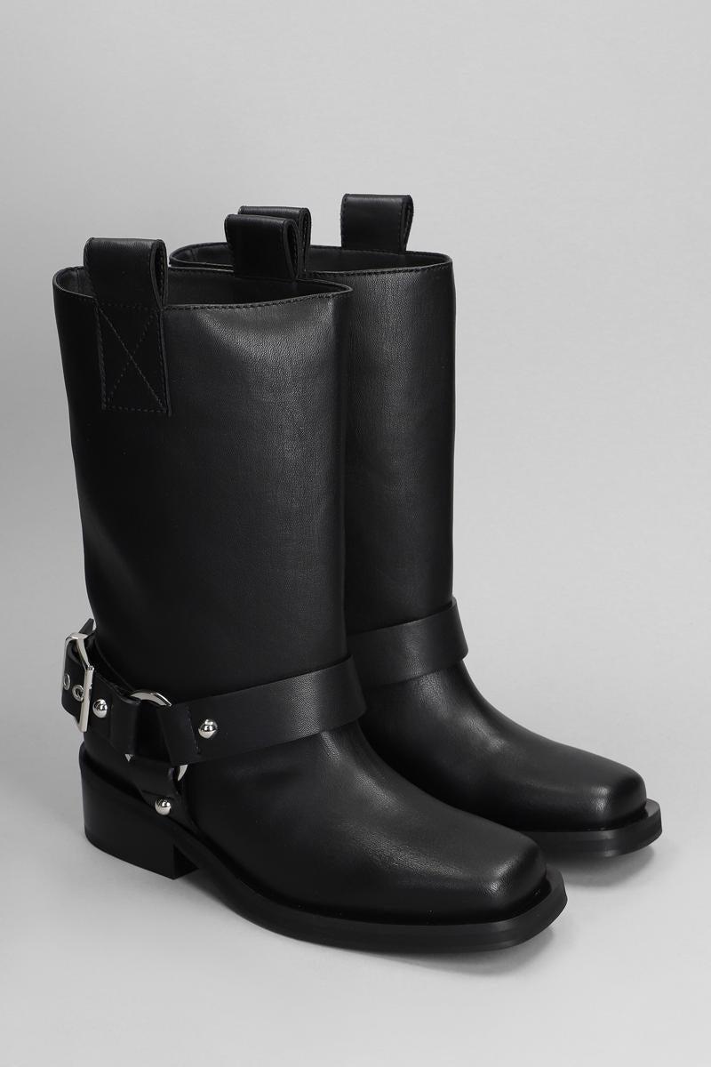 GANNI｜BOOTS (BLACK MID SHAFT BIKER BOOTS (S2275 099)) Black Black Mid Shaft Biker Boots | GANNI ES