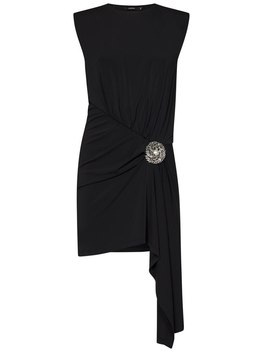 パーティードレス AMEN AMW22508 789 Dresses Black Azazie Amedeus Black A-Line V-Neck Lace Chiffon Dress | Azazie