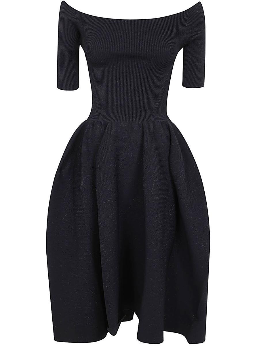 CFCL Pottery Glitter Off Shoulder Short Sleeve Dress in Blue CFCL Pottery Glitter Off Shoulder Short Sleeve Dress in Blue