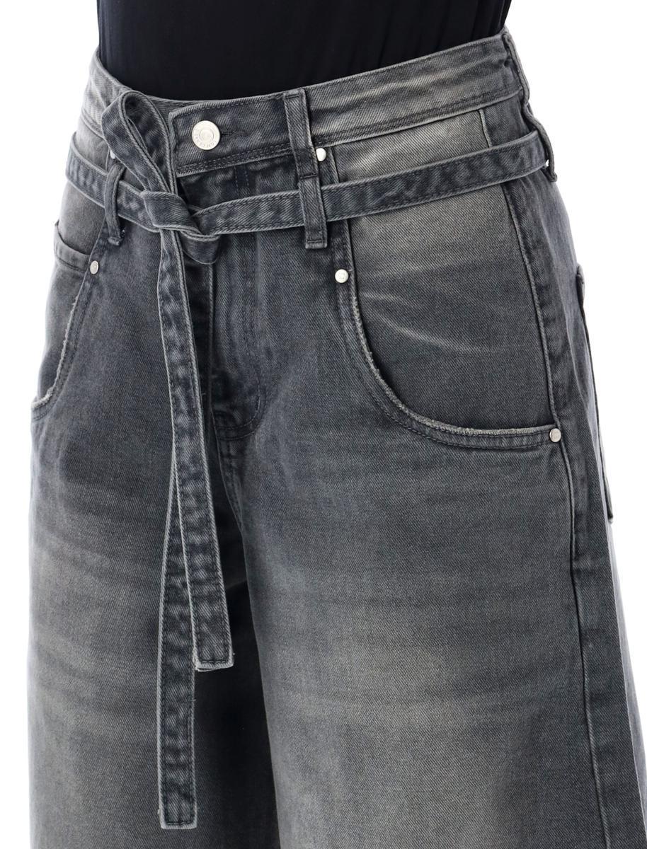 Low Classic Belted Denim Bermuda Pants in Gray | Lyst