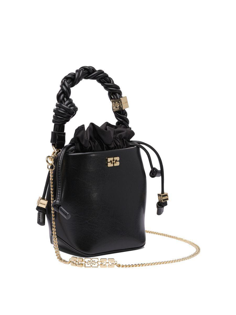 トートバッグ Ganni Ganni Bou Bucket Mini Crinkle Oleatex (A6509 099) Bou Bucket Bag Mini Oleatex