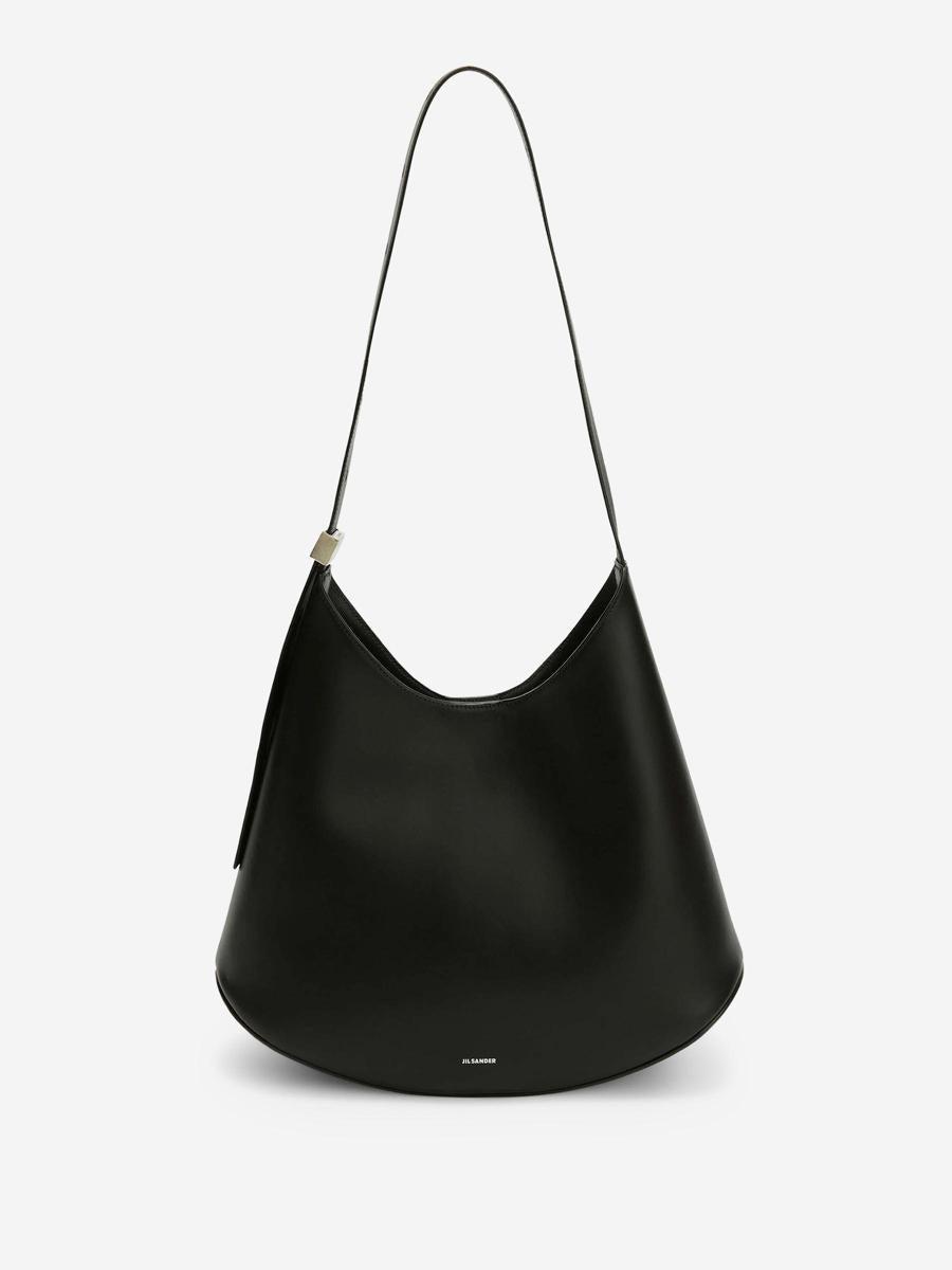 Jil Sander Leather Shoulder Bag in Black | Lyst
