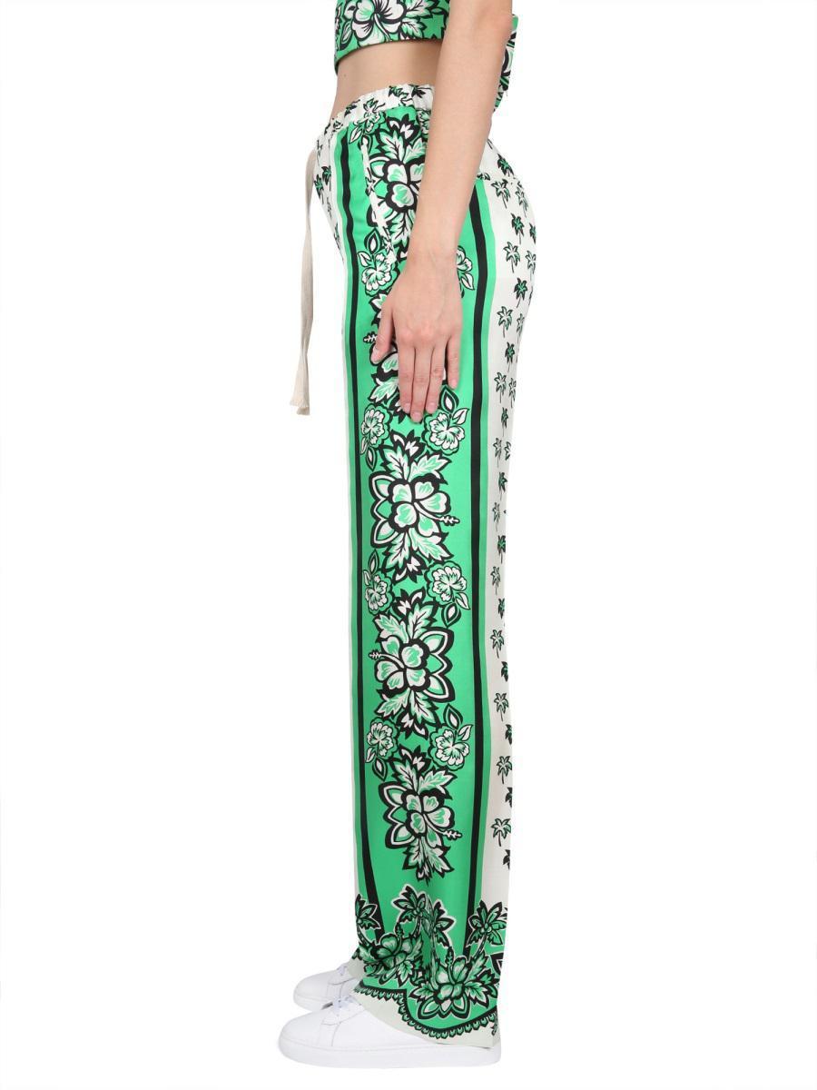 パンツ RED VALENTINO SILK TWILL PANTS WITH BANDANA PRINT RED Valentino Silk Pants for Women | Lyst