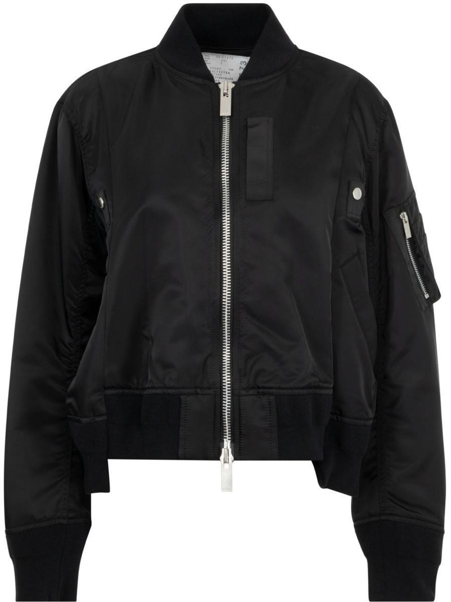 Sacai Nylon Bomber Jacket in Black | Lyst
