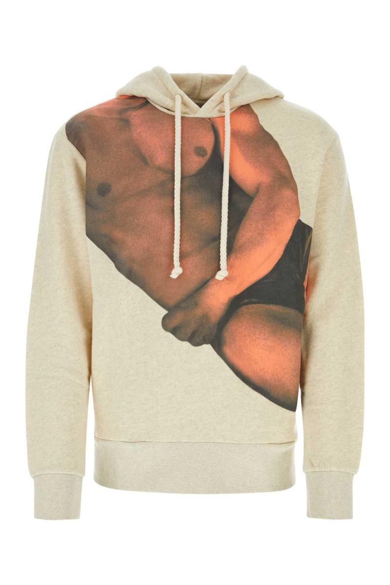JW ANDERSON Melangテδィ Ivory Stretch Cotton Sweatshirt J.W. Anderson Cotton Sweatshirt With Logo JW Anderson