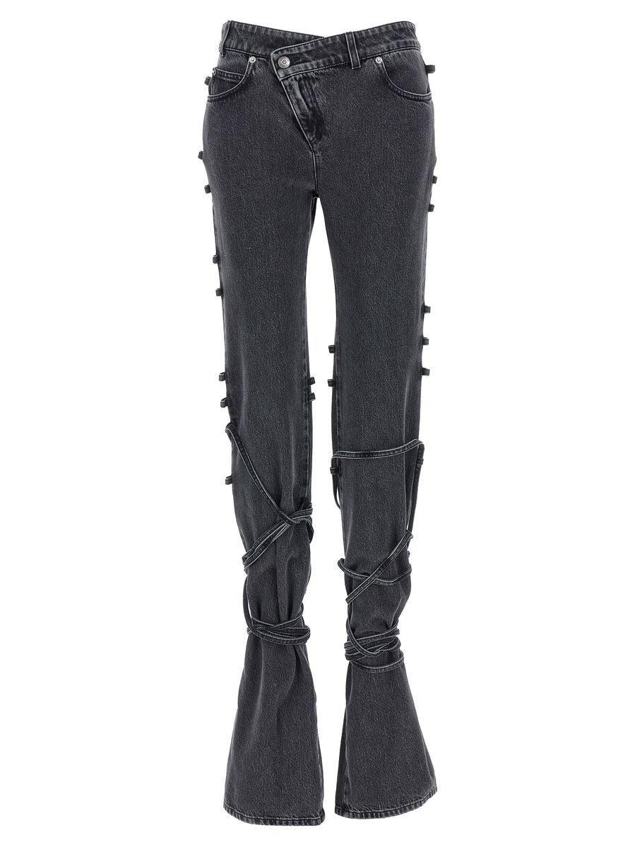 ★alexander mcqueen★ High Waist Turn Up Denim Pants Dark Na ALEXANDER MCQUEEN Turn-Up Folded-Hem Straight-Leg Mid-Rise