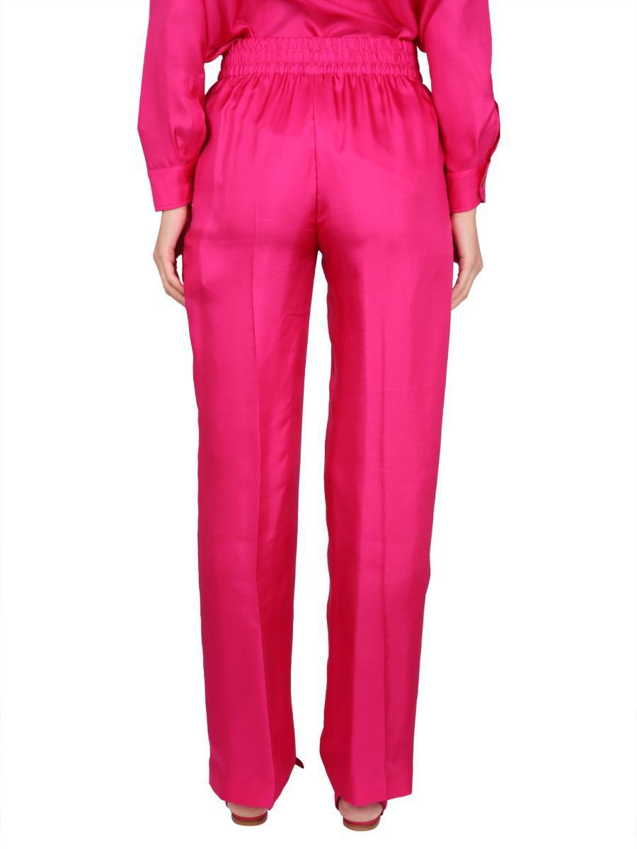 Virgin wool grisaille wide-leg pants in red - Valentino