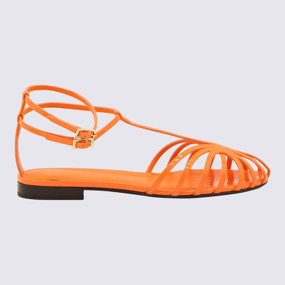 サンダル・ミュール Alevi MILANO Alevi Flat shoes Orange (L19SC0035 0004214) $795 Alevi Milano Women's Orange Elsa Caged Ankle-Strap Pump