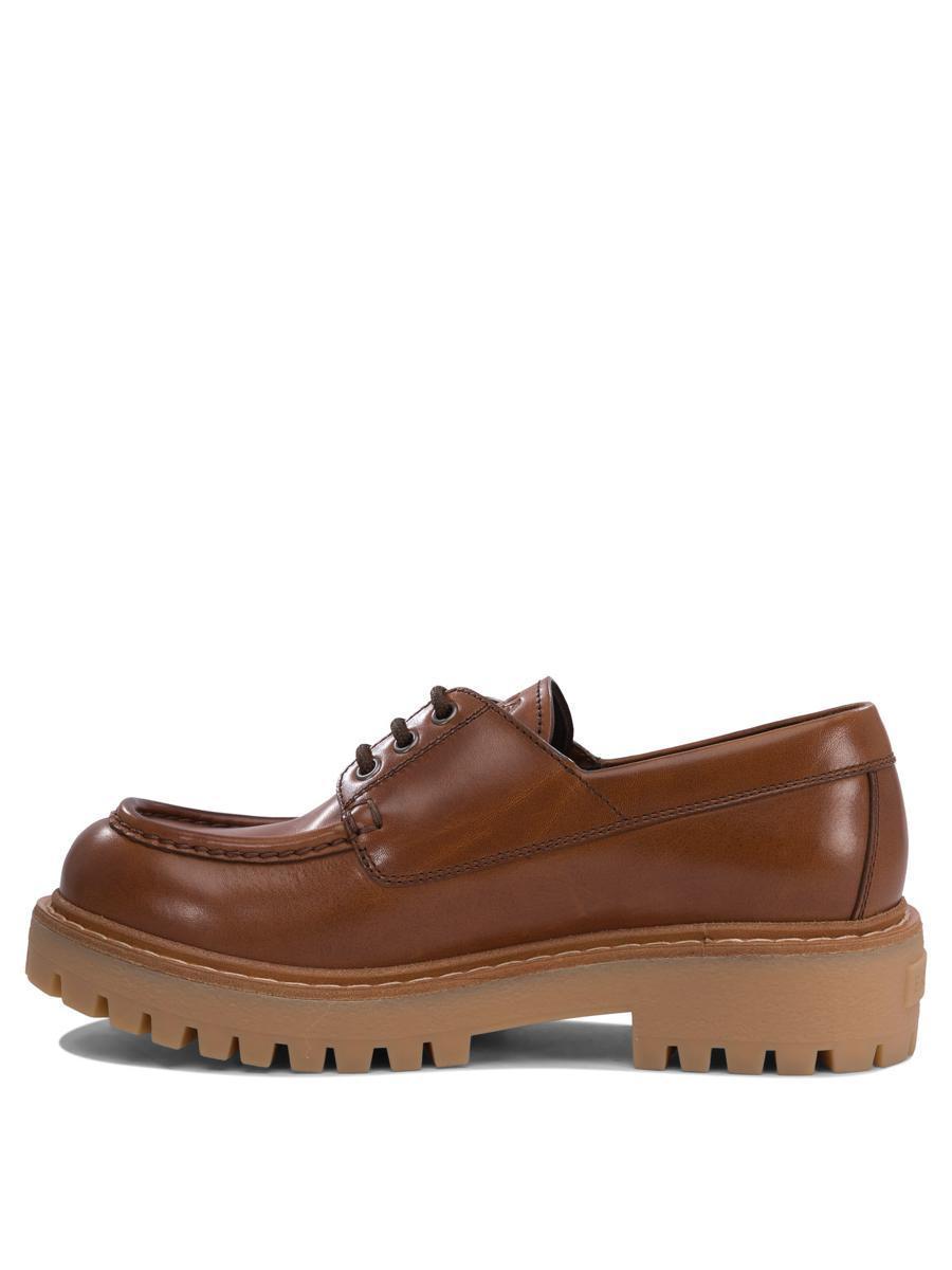 ローファー・オックスフォード PRADA Caramel Leather Lace-Up Shoes AUTH LUXURY CAR SHOE BY PRADA LACE-UP SHOES BROWN LEATHER US