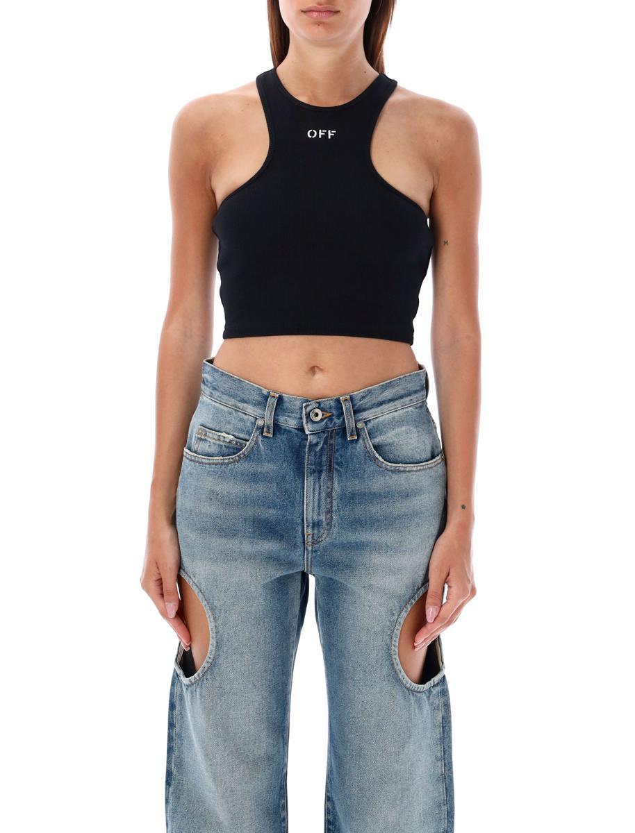 Tシャツ・カットソー Off-White Fitted Crop Top With Unique Cut-Out Details Women's Studio Cut-Out Crop | White | On United States