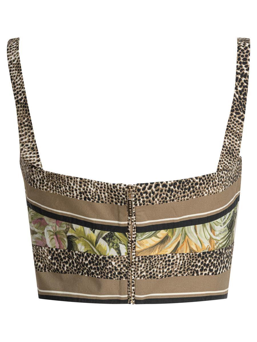 スカーフ Elie Saab Printed Cotton Crop Top FOULARD38 PRINTED COTTON Elie Saab Savannah Print Cropped Top in Gray | Lyst