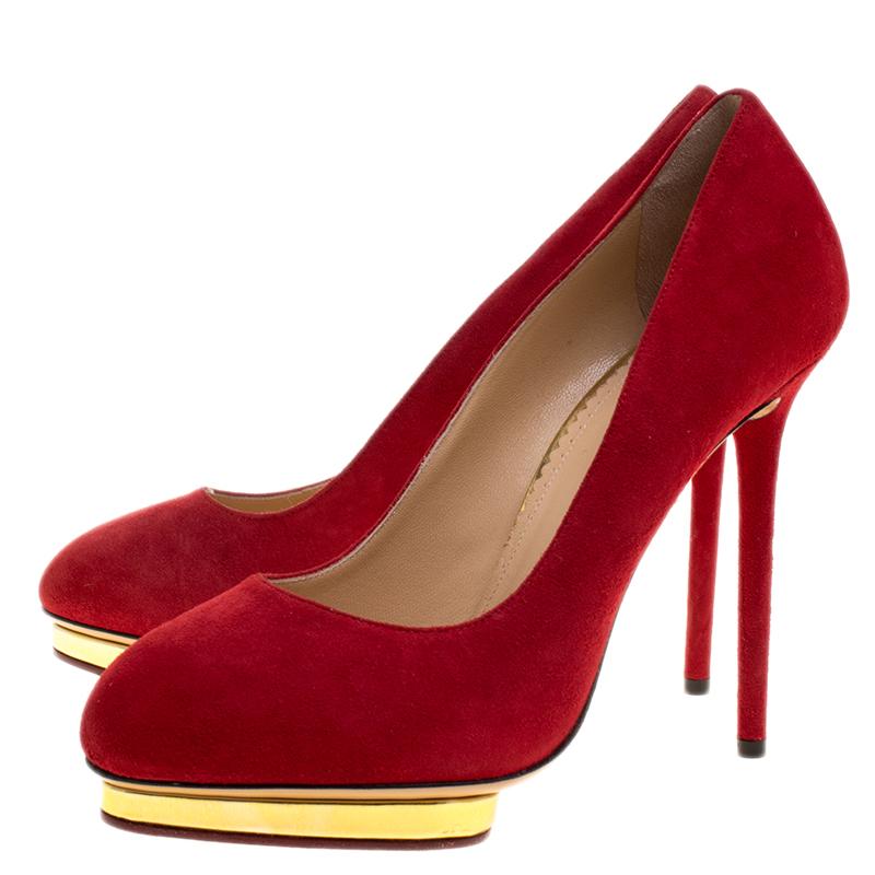 Charlotte Olympia Red Suede Dotty Platform Pumps Size 40.5 - Save 58% - Lyst