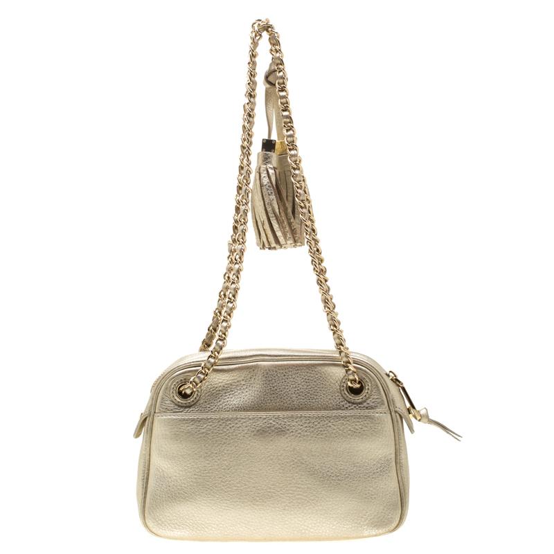Tory Burch Metallic Gold Leather Thea Chain Crossbody Bag Lyst