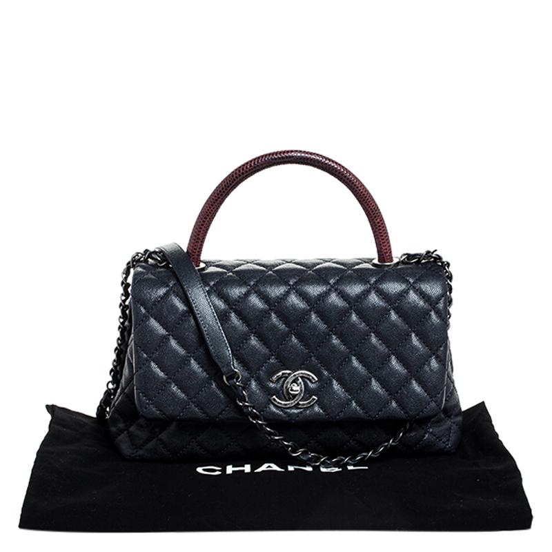 Chanel Navy Blue Quilted Caviar Leather Medium Lizard Handle Coco Flap Bag Lyst Chanel Navy Blue Quilted Caviar Leather Medium Lizard Handle Coco Flap Bag Lyst