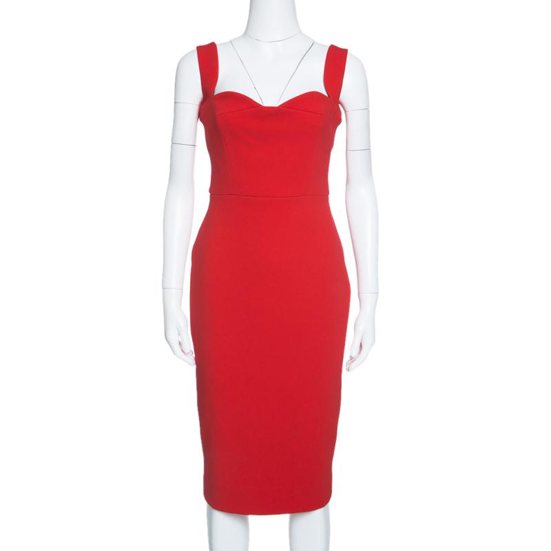 Victoria Beckham Synthetic Red Crepe Sleeveless Fitted Dress M - Lyst