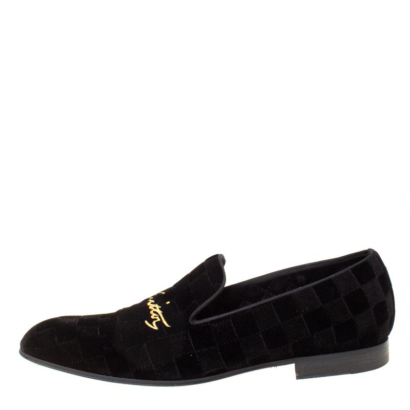 Louis Vuitton Black Damier Velvet Slip On Loafers Size 42.5 for Men - Lyst