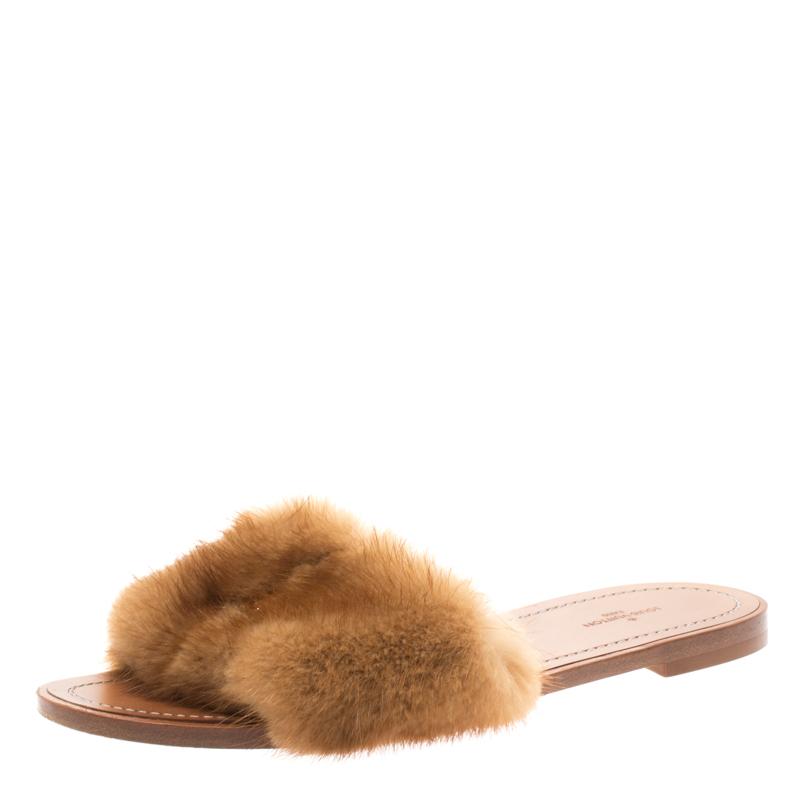 furry louis vuitton slippers