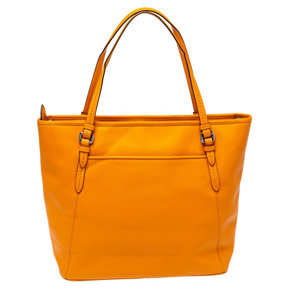 orange coach tote bag