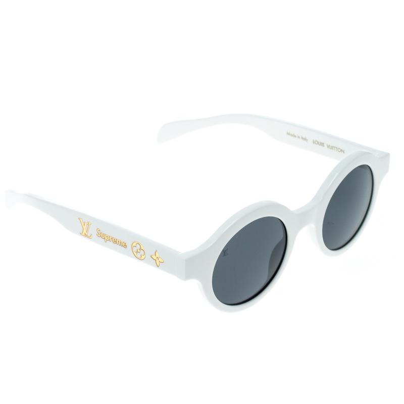 Lyst - Louis Vuitton X Supreme White / Z0991w Downtown Round Sunglasses in Gray