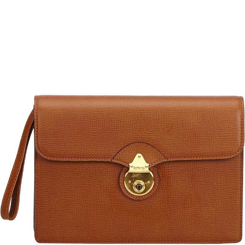 Burberry Brown Leather Clutch Bag - Lyst